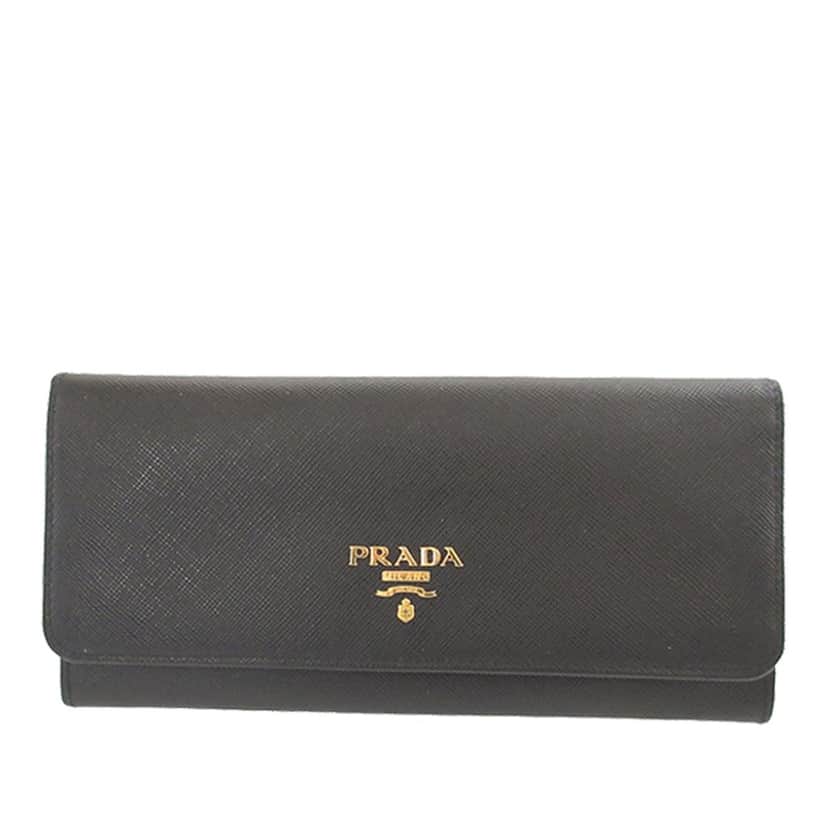 Prada : Saffiano Bifold Long Wallet Black Leather Very good condition - Front View