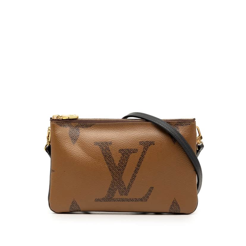 Louis Vuitton Monogram Giant Reverse Double Zip Pochette Brown Very good condition - Front View