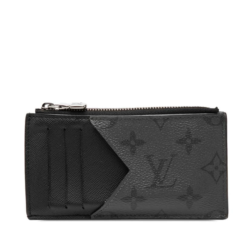 Louis Vuitton Monogram Eclipse Reverse Taigarama Coin Card Holder Black Very good condition - Front View