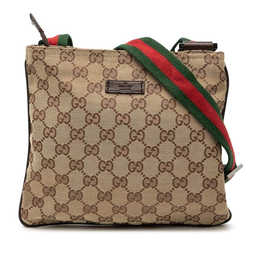 Gucci GG Canvas Web Crossbody Beige Very good condition - Front View