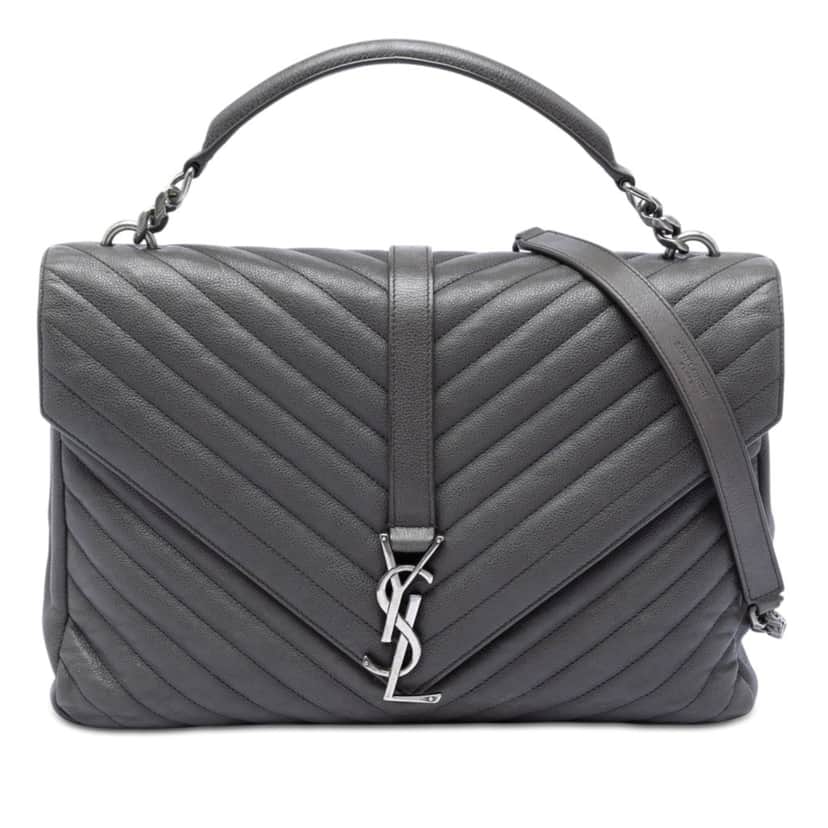 Saint Laurent Large Chevron Sheepskin Monogram College Satchel Other Leather Very good condition - Front View
