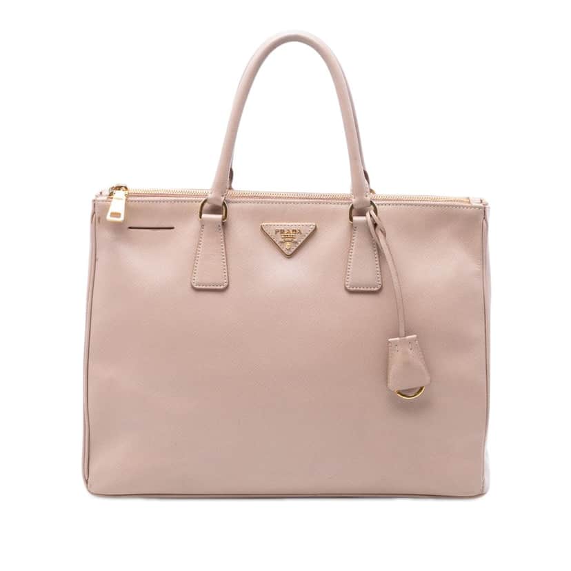 Prada Large Saffiano Lux Galleria Double Zip Satchel Brown Leather Very good condition - Front View