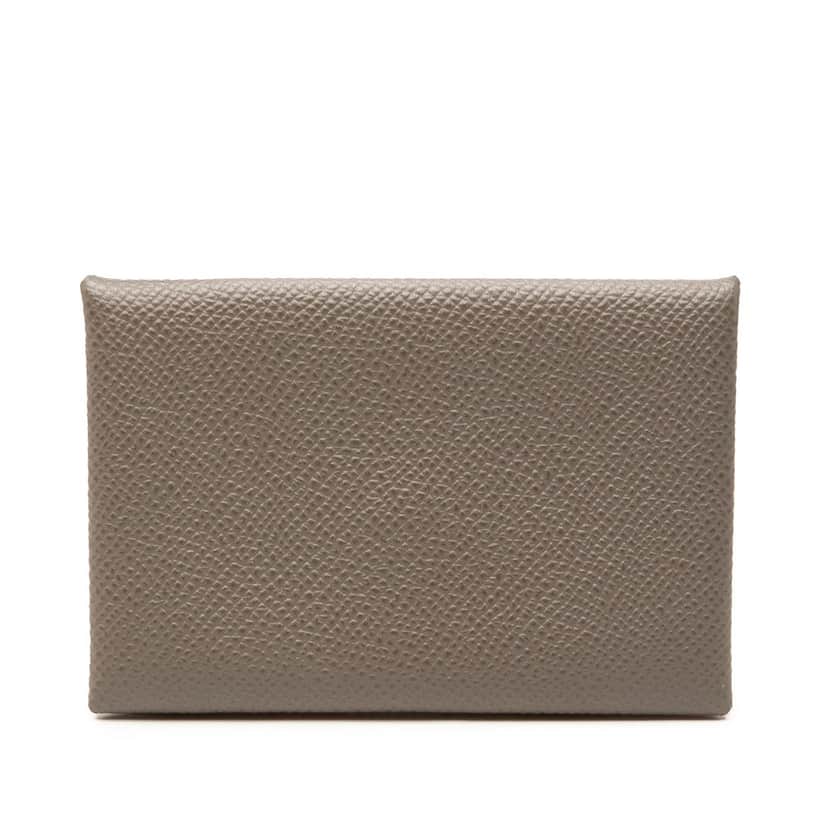 Hermès Epsom Calvi Verso Card Holder Brown Leather Very good condition - Front View
