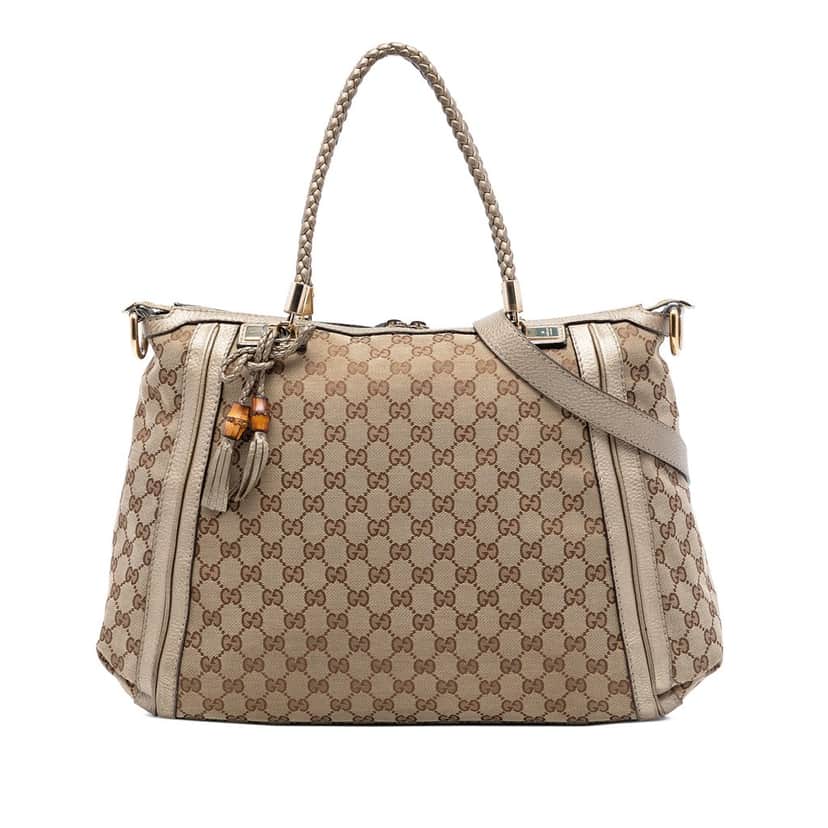 Gucci GG Canvas Bella Convertible Tote Beige Very good condition - Front View