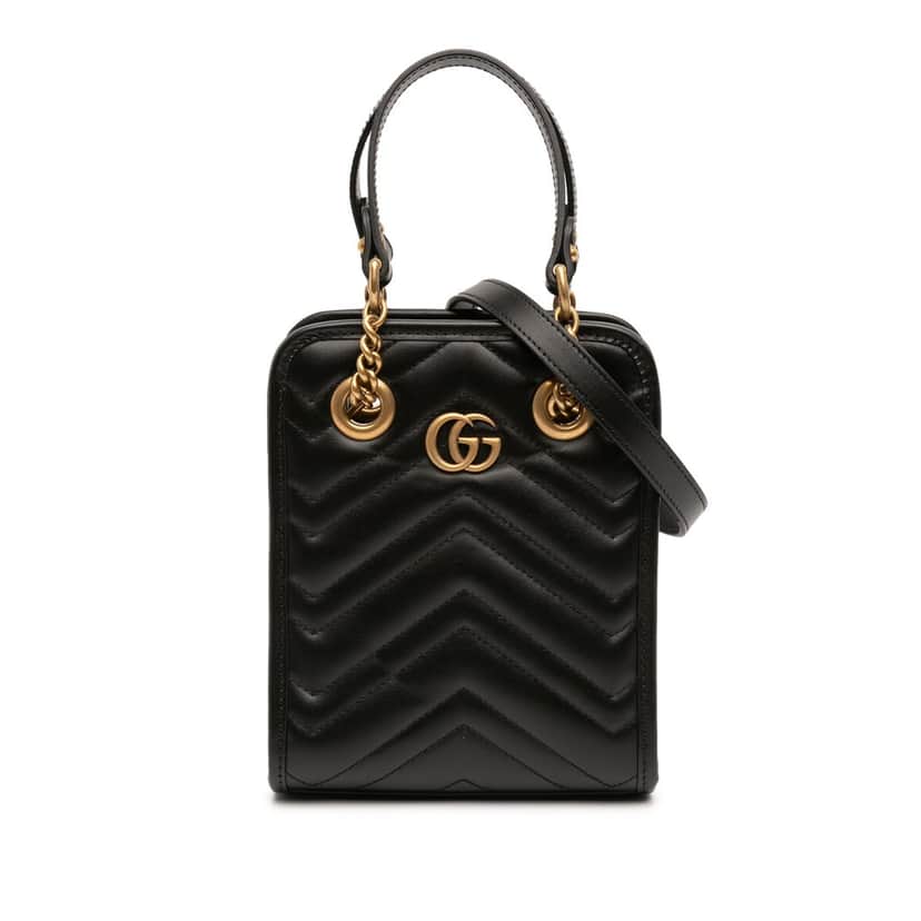 Gucci Mini GG Marmont Matelasse Leather Satchel Black Leather Very good condition - Front View