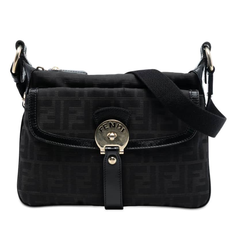 Fendi Zucca Canvas Chef Zip Crossbody Black Very good condition - Front View