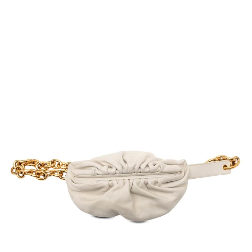 Bottega Veneta Lambskin Belt Chain Pouch White Leather Very good condition - Front View
