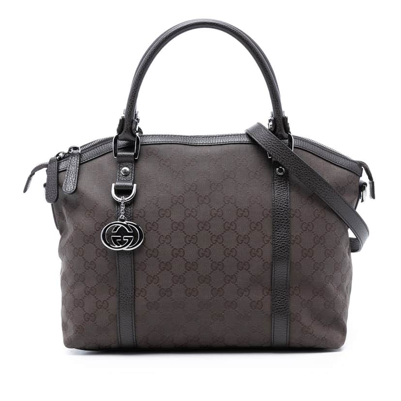 Gucci GG Canvas Charm Dome Satchel Brown Very good condition - Front View
