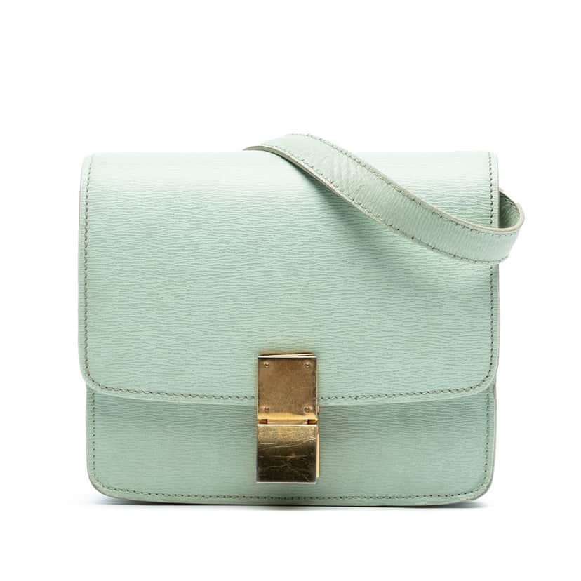 Celine Small Calfskin Classic Box Green Leather Very good condition - Front View