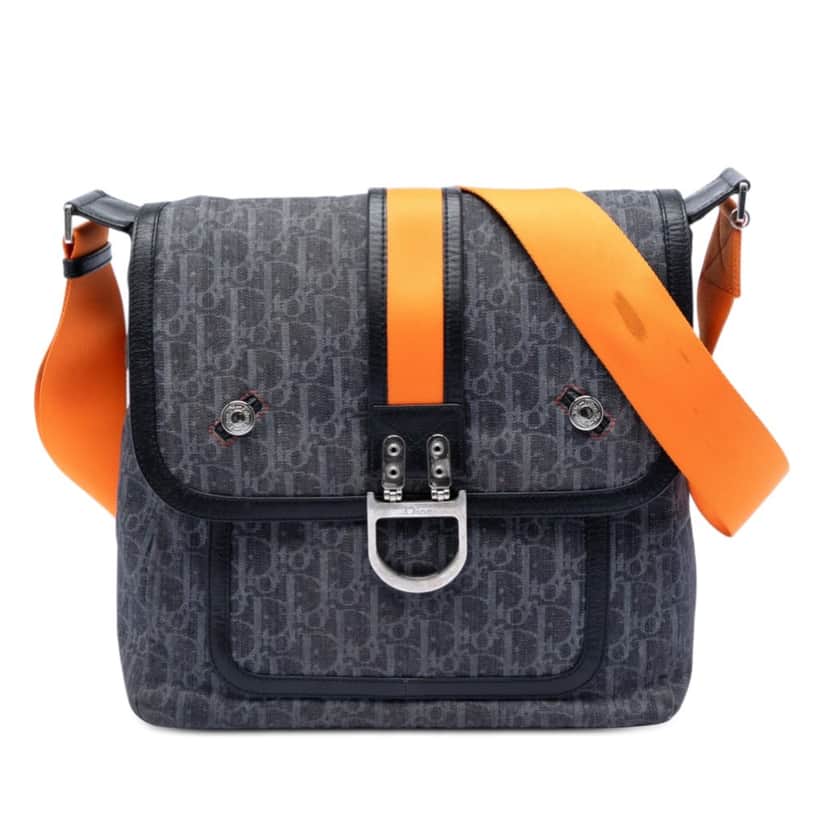Dior Diorissimo Denim Flight Messenger Bag Blue Very good condition - Front View