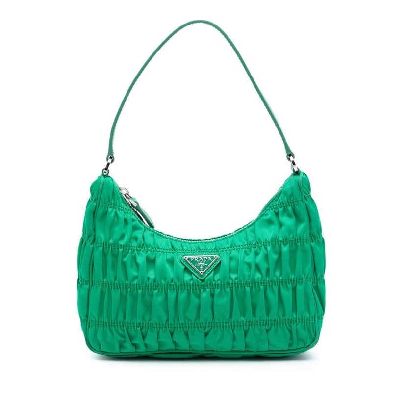 Prada Tessuto Gaufre Re Edition Shoulder Bag Green Very good condition - Front View