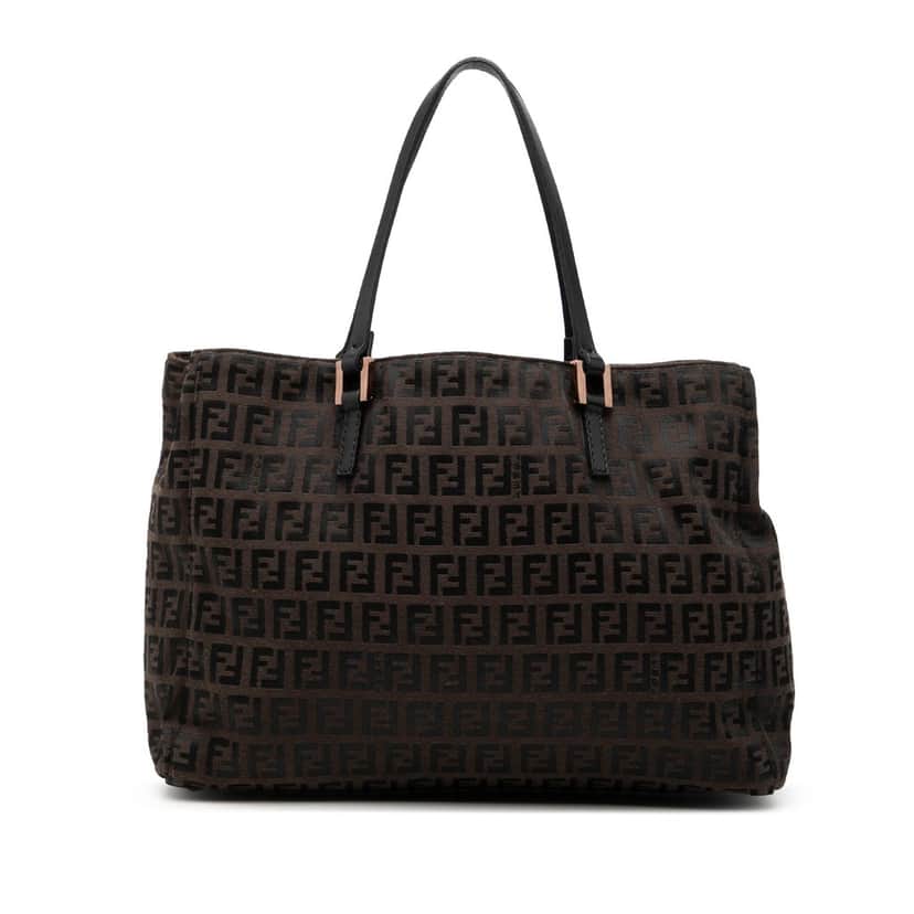 Fendi Zucchino Canvas Handbag Brown Very good condition - Front View