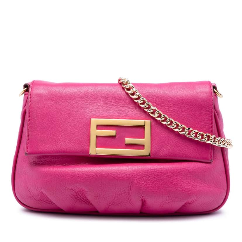 Fendi Leather Fendista Pochette Crossbody Pink Leather Very good condition - Front View
