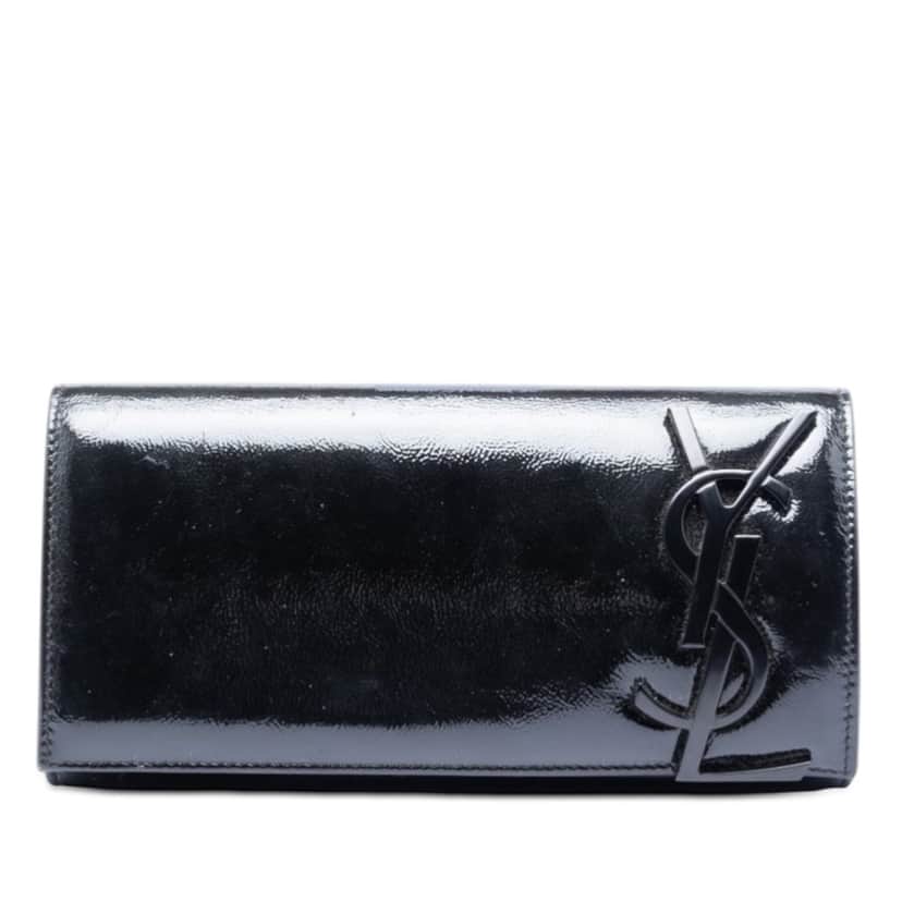 Saint Laurent Patent Smoking Clutch Black Leather Very good condition - Front View