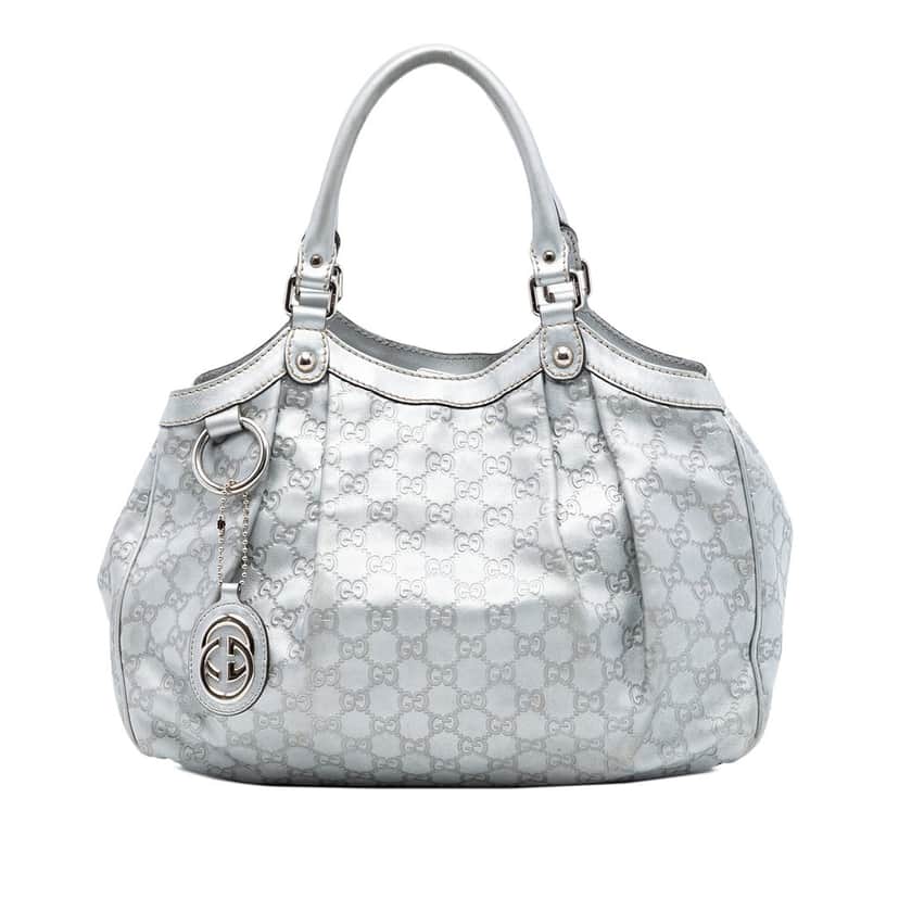 Gucci Medium Guccissima Sukey Tote Silver Leather Very good condition - Front View