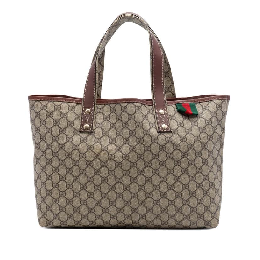 Gucci Medium GG Supreme Web Loop Tote Beige Very good condition - Front View