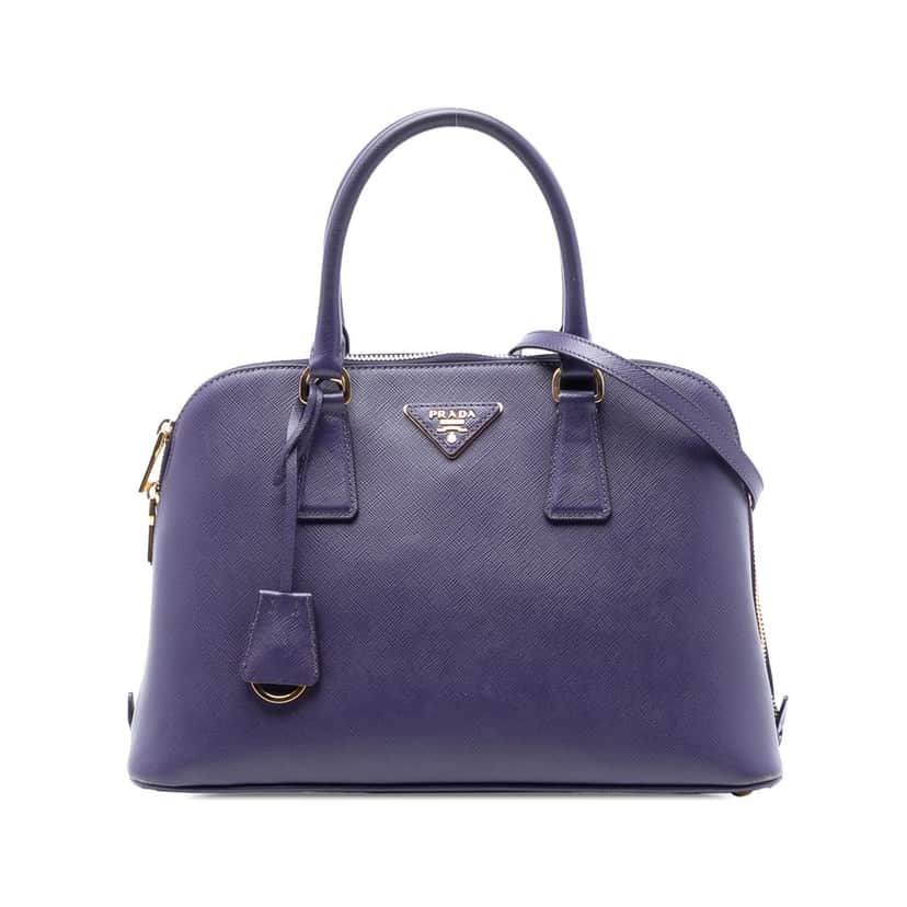 Prada Medium Saffiano Lux Promenade Satchel Purple Leather Very good condition - Front View