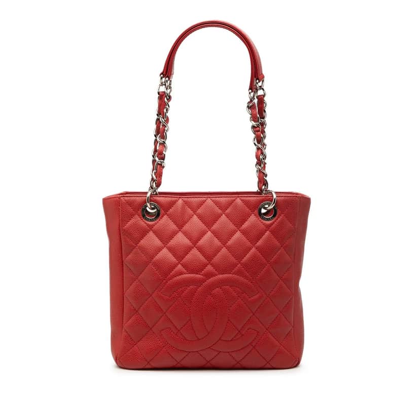 Chanel Caviar Petite Shopping Tote Red Leather Very good condition - Front View