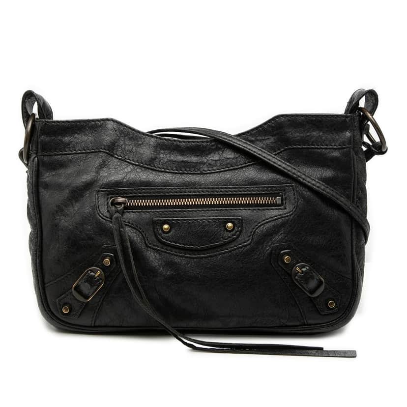 Balenciaga Lambskin Motocross Classic Hip Crossbody Black Leather Good condition - Front View