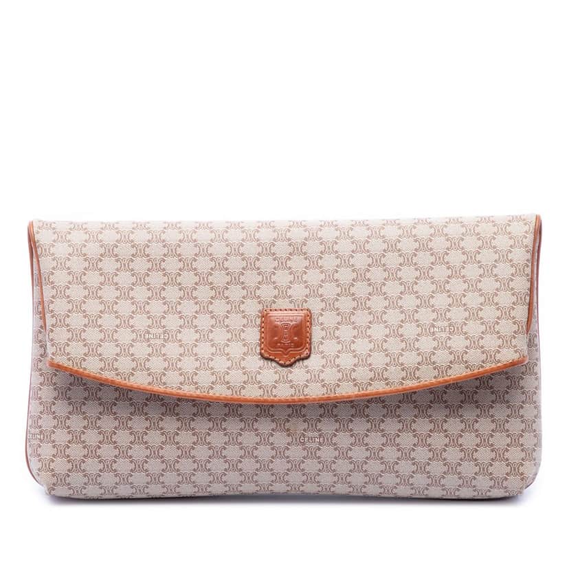 Celine Macadam Coated Canvas Clutch Beige Very good condition - Front View