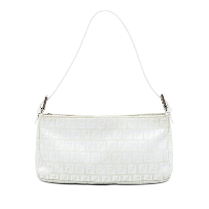 Fendi Zucchino Canvas Pochette White Very good condition - Front View