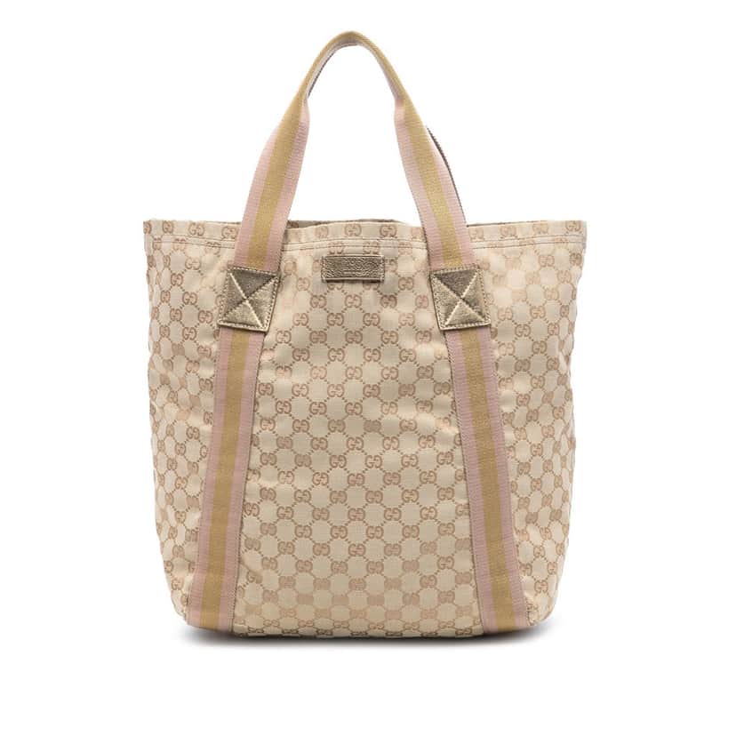 Gucci GG Canvas Web Tote Beige Very good condition - Front View