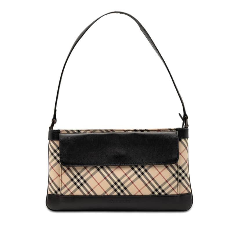 Burberry Nova Check Canvas Shoulder Bag Beige Very good condition - Front View