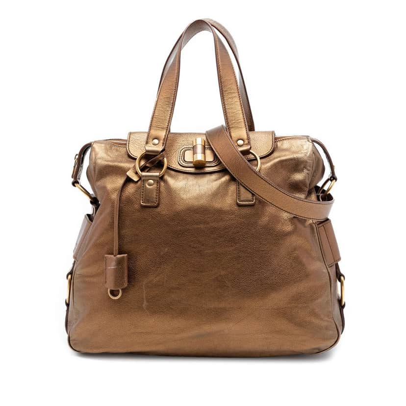 Saint Laurent Metallic Calfskin Muse Satchel Brown Leather Very good condition - Front View