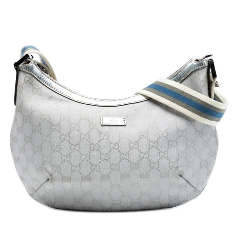 Gucci GG Imprime Web Crossbody Silver Very good condition - Front View