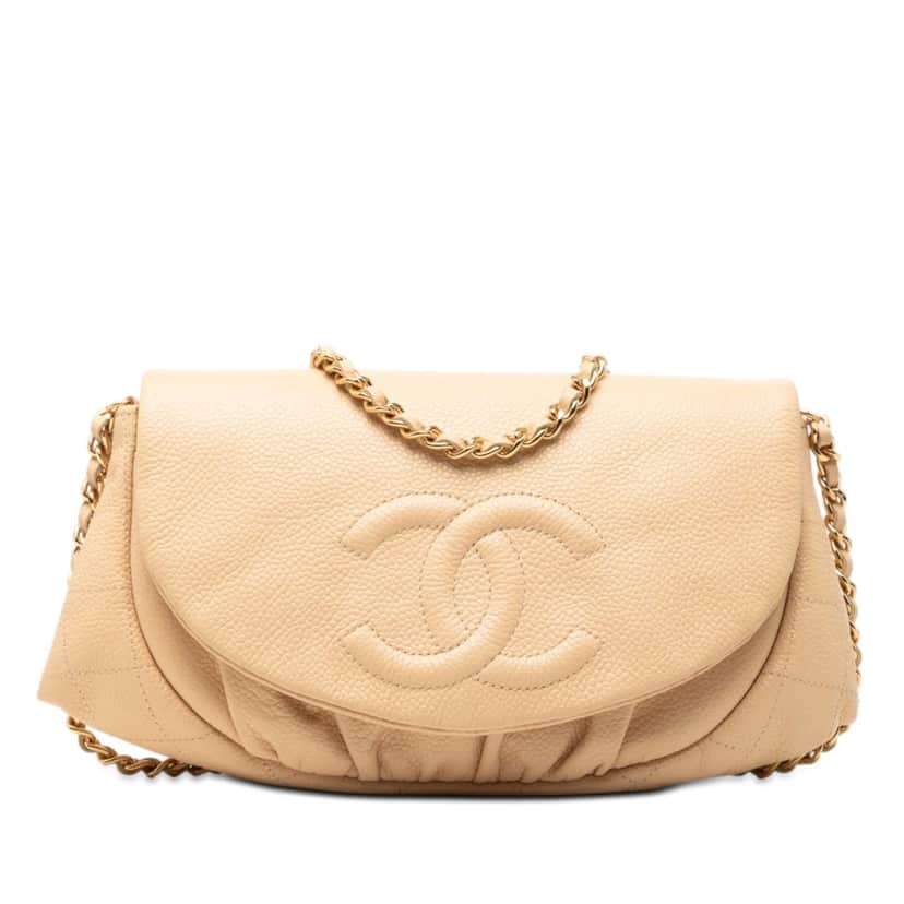 Chanel CC Caviar Half Moon Wallet on Chain Brown Leather Very good condition - Front View