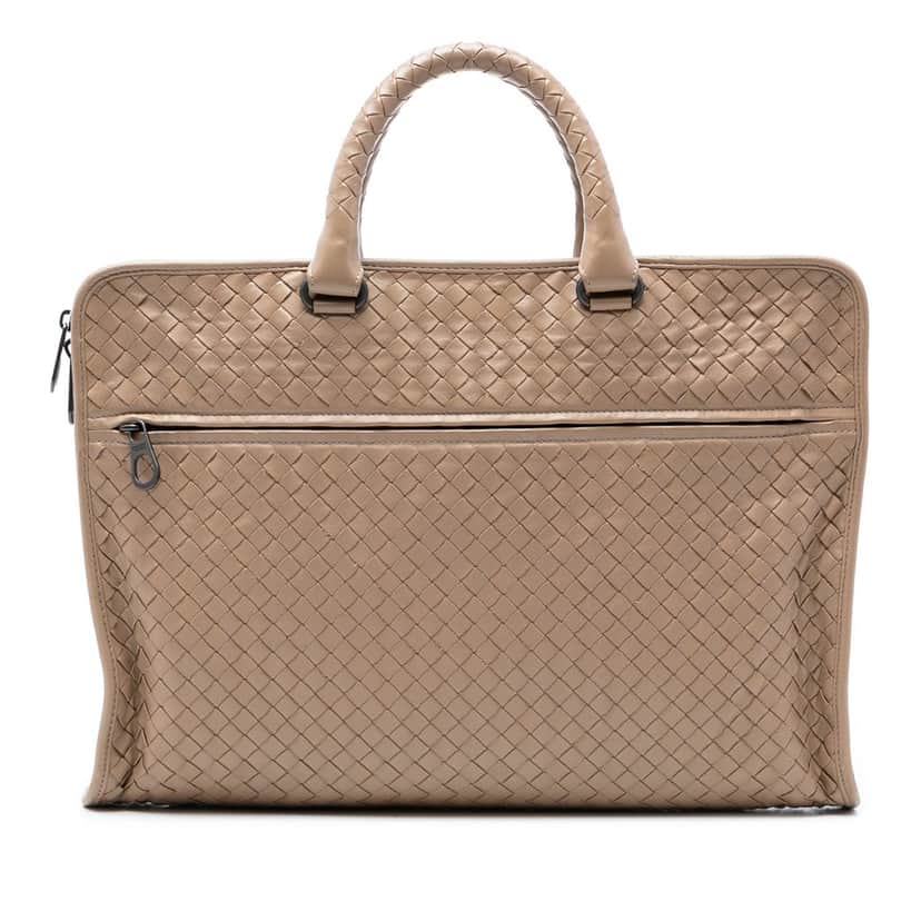 Bottega Veneta Nappa Intrecciato Business Bag Brown Leather Very good condition - Front View