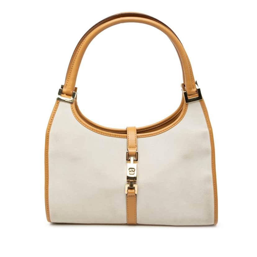 Gucci Suede Jackie Bardot Handbag White Leather Good condition - Front View