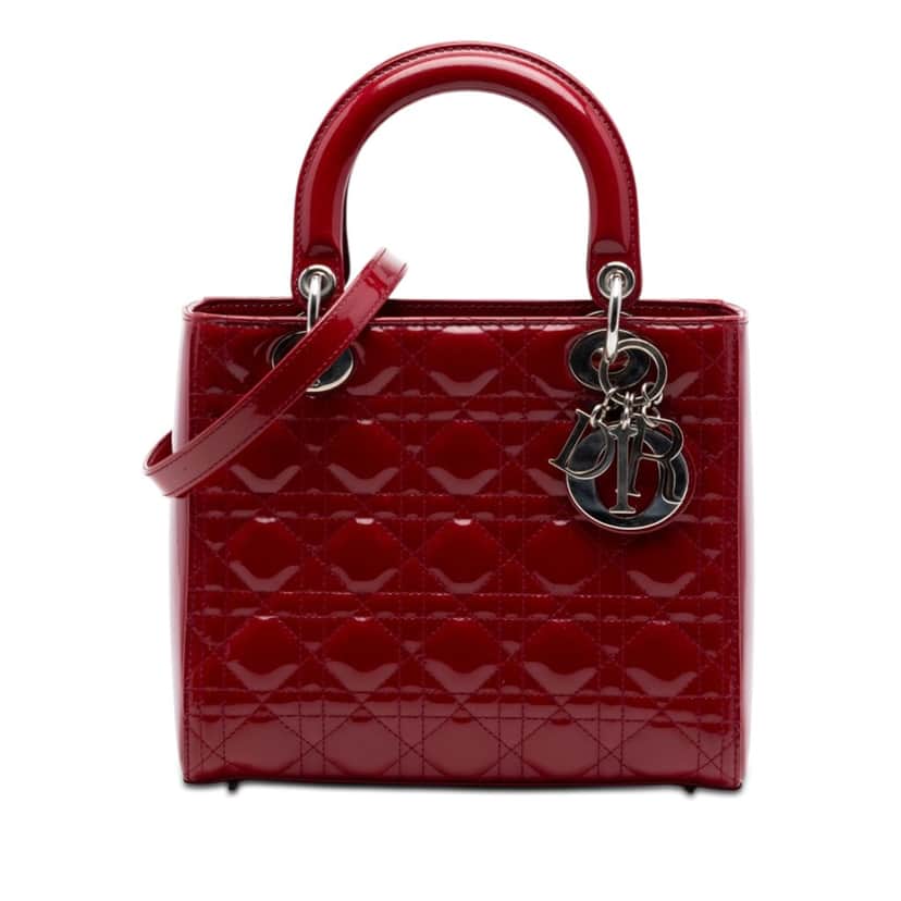 Dior Medium Patent Cannage Lady Dior Red Leather Very good condition - Front View
