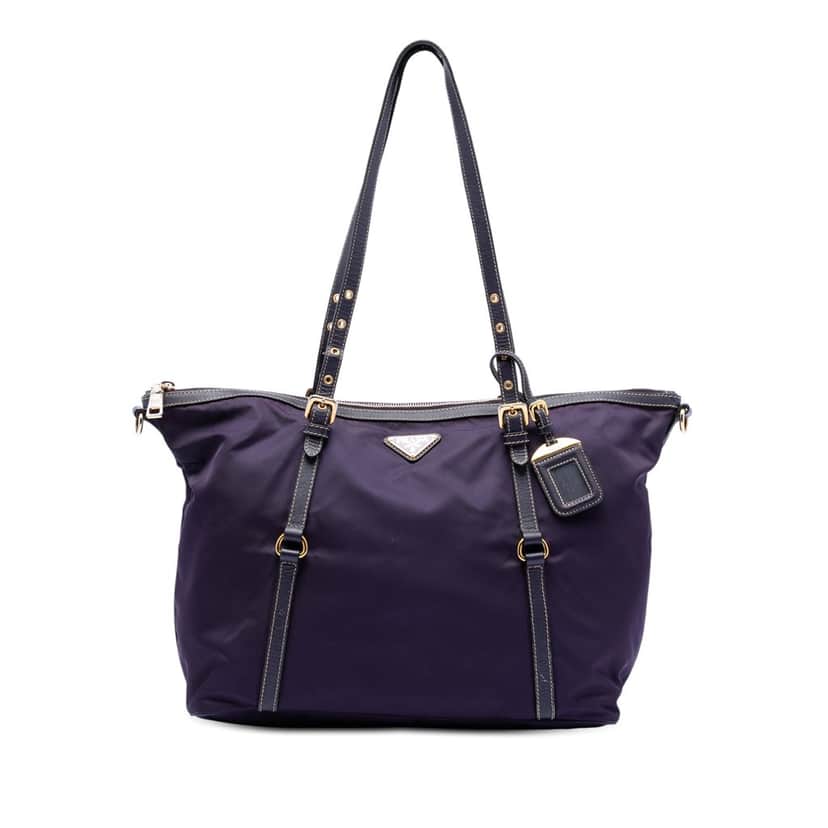 Prada Saffiano Trimmed Tessuto Satchel Purple Very good condition - Front View