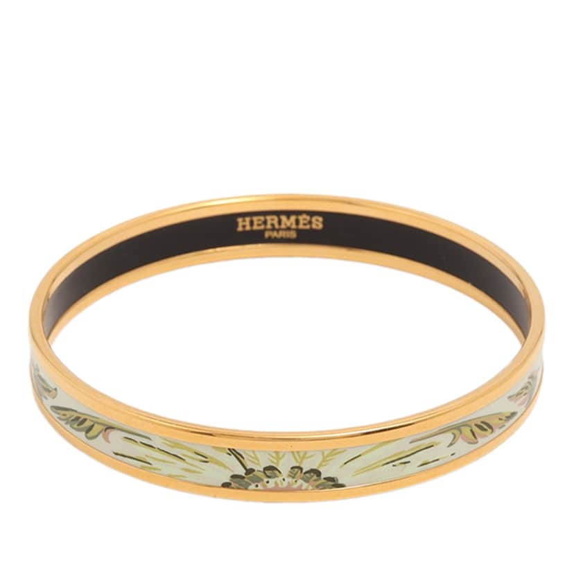 Hermès Narrow Brazil Candeur Enamel Bangle 70 Green Very good condition - Front View