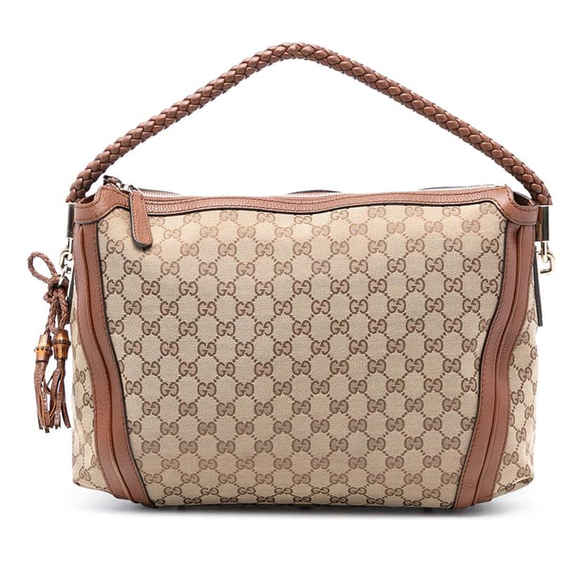 Gucci Medium GG Canvas Bella Shoulder Bag Beige Very good condition - Front View