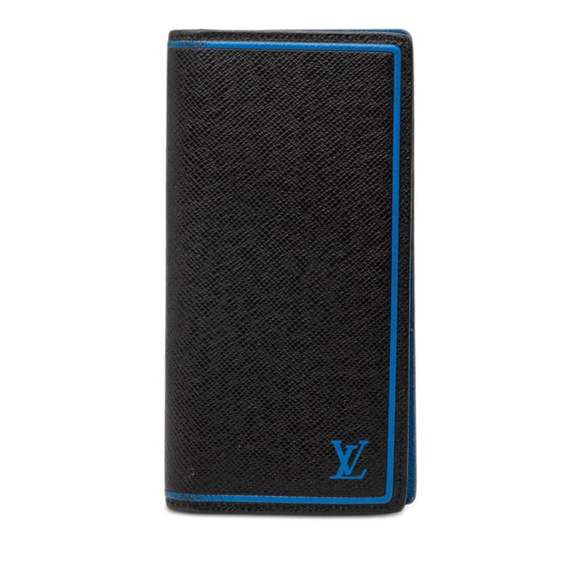 Louis Vuitton Taiga Portefeuille Brazza Bifold Long Wallet Black Leather Very good condition - Front View