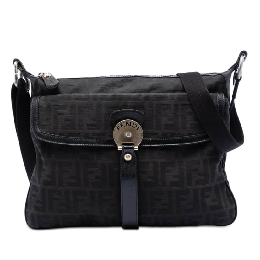 Fendi Zucca Canvas Chef Zip Crossbody Brown Very good condition - Front View