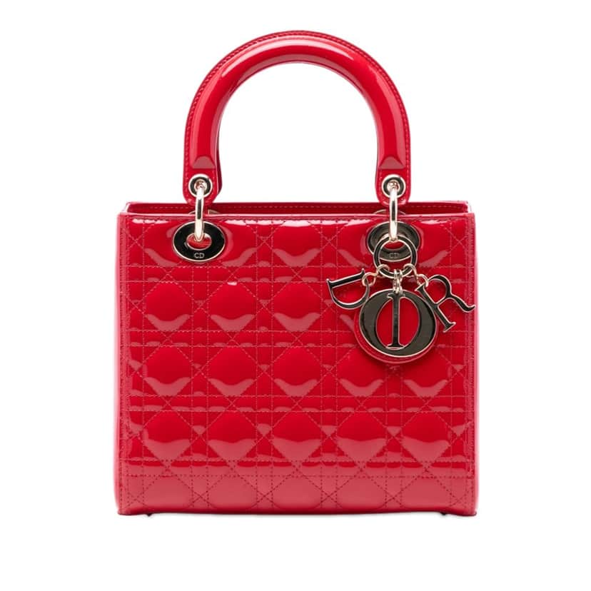 Dior Medium Patent Cannage Lady Dior Red Leather Very good condition - Front View
