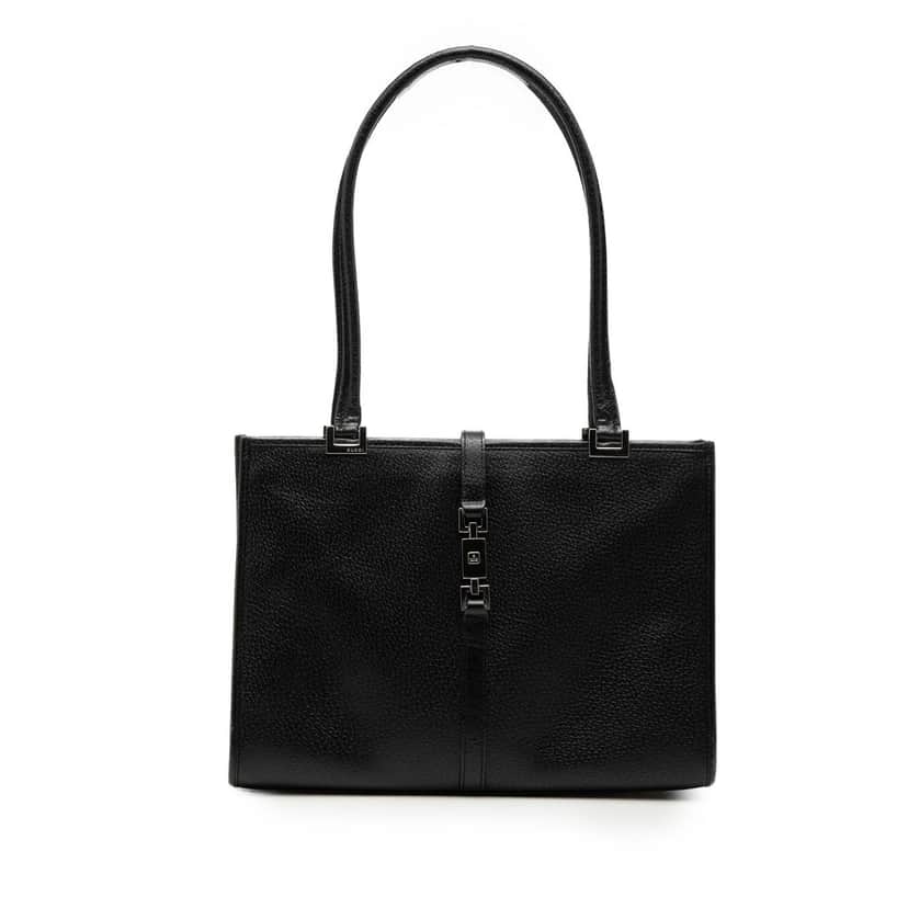 Gucci Calfskin Jackie Tote Black Leather Very good condition - Front View
