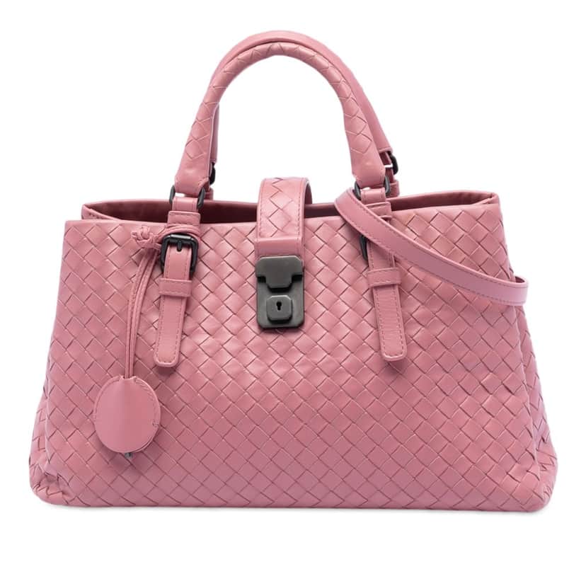 Bottega Veneta Small Nappa Intrecciato Roma Satchel Pink Leather Very good condition - Front View