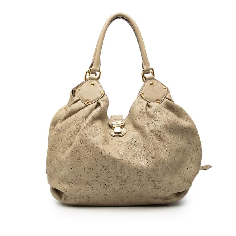 Louis Vuitton Monogram Mahina L Hobo Beige Leather Very good condition - Front View