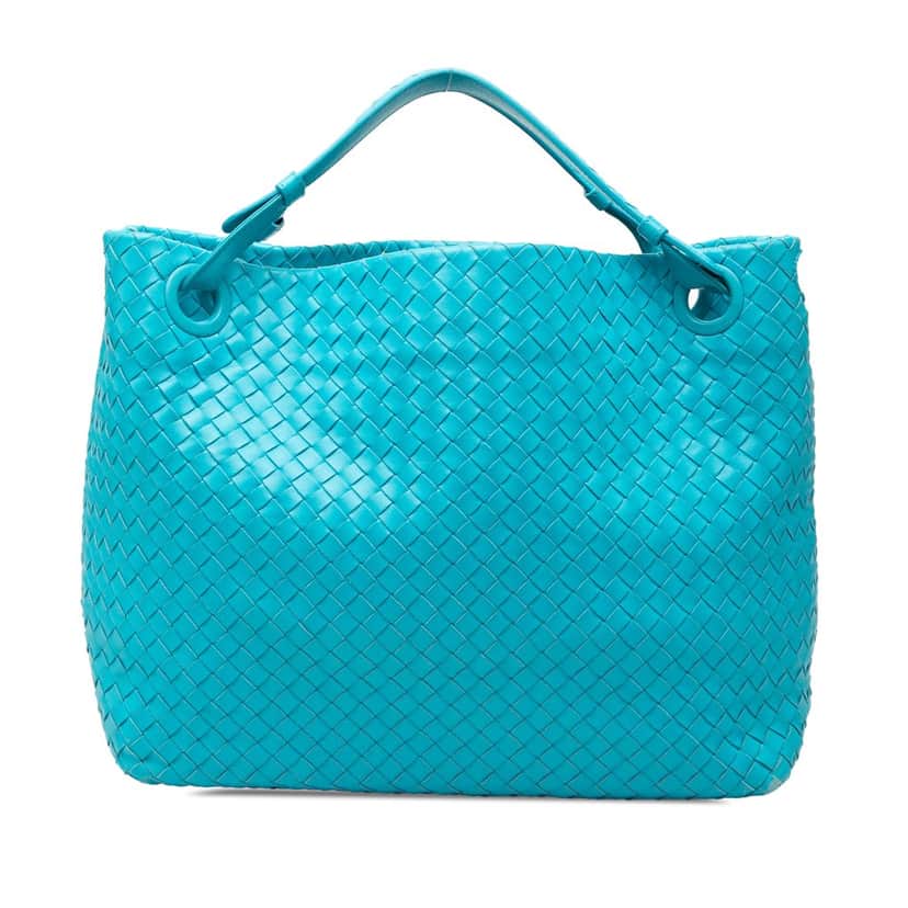 Bottega Veneta Medium Nappa Intrecciato Garda Tote Blue Leather Very good condition - Front View
