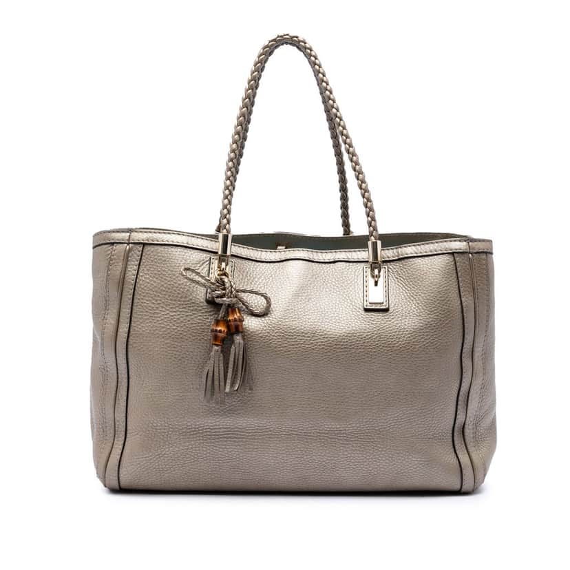 Gucci Metallic Grained Leather Bella Tote Gold Leather Very good condition - Front View