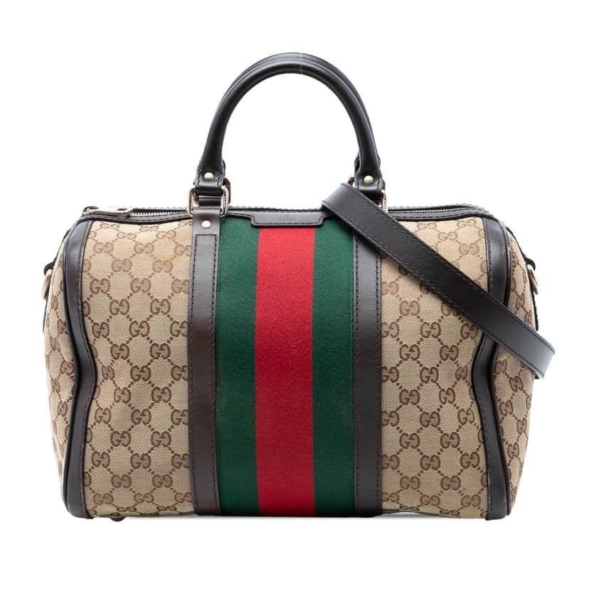 Gucci Medium GG Canvas Web Joy Boston Bag Beige Very good condition - Front View