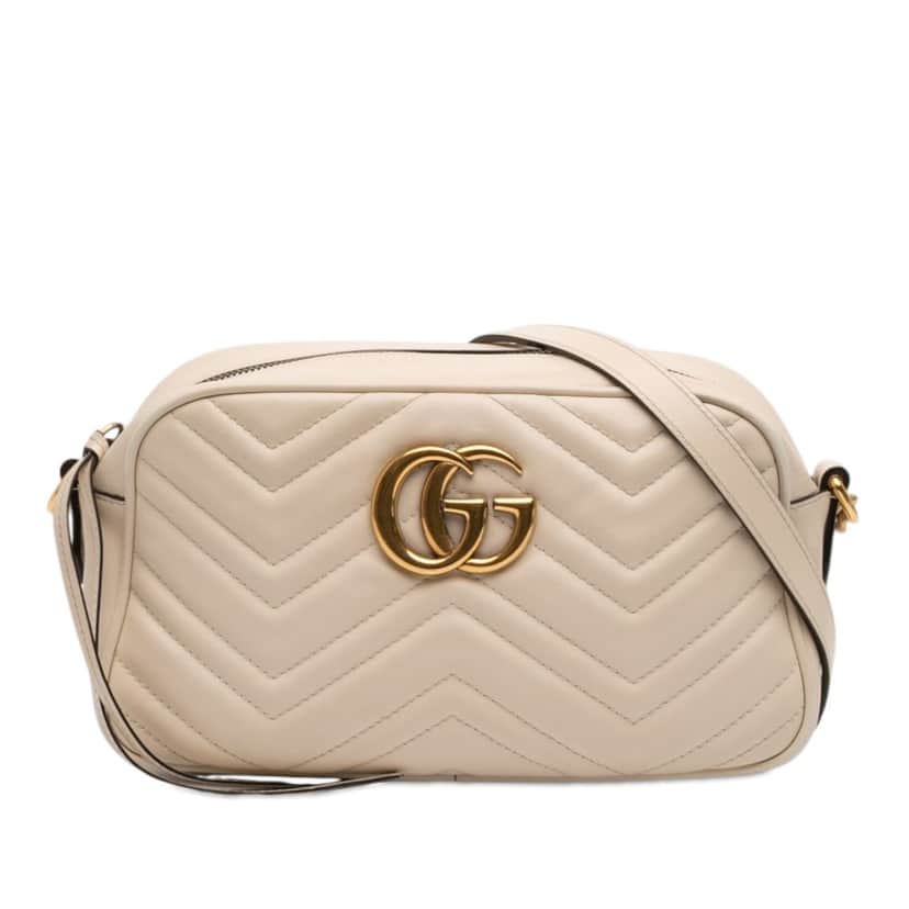 Gucci Small GG Marmont Matelasse Leather Crossbody White Leather Very good condition - Front View