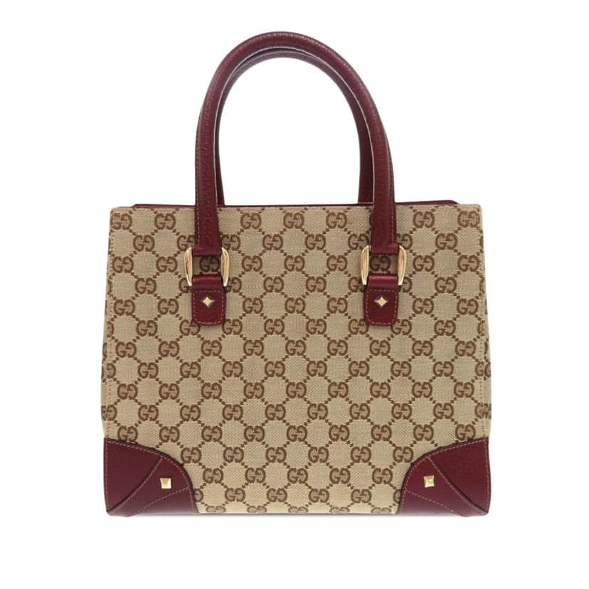 Gucci GG Canvas Nailhead Handbag Beige Very good condition - Front View