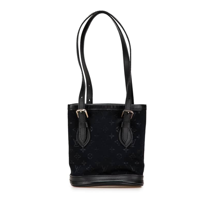 Louis Vuitton Monogram Mini Satin Bucket Black Very good condition - Front View