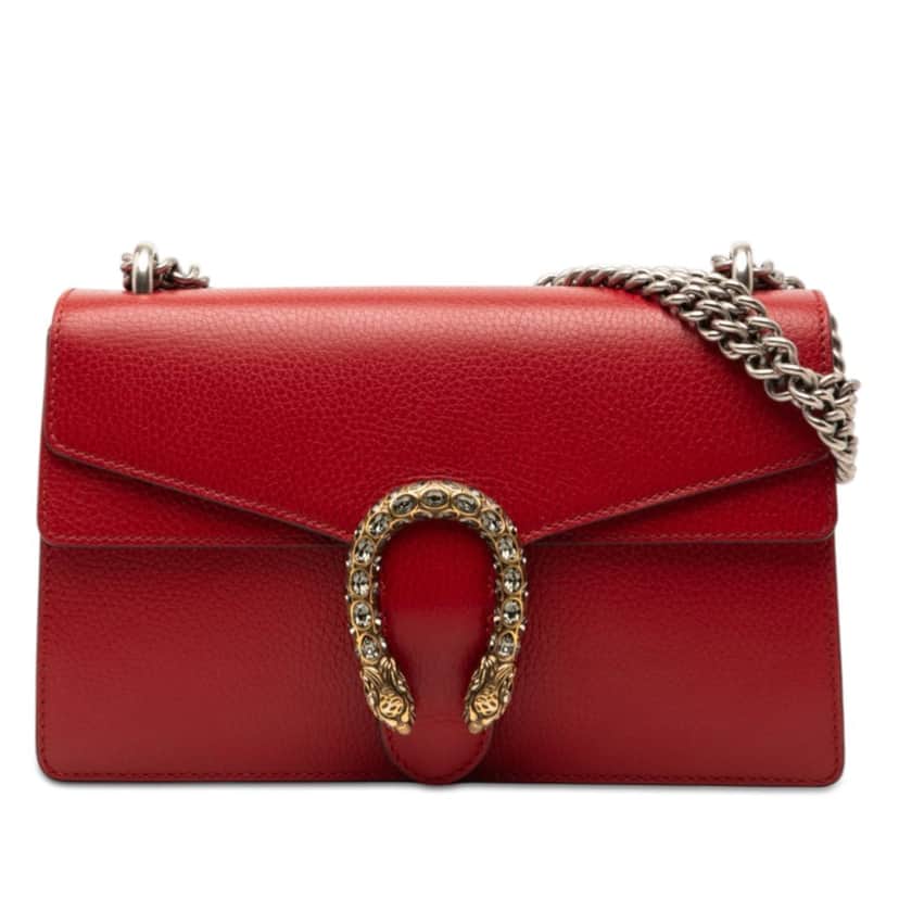 Gucci Medium Leather Dionysus Shoulder Bag Red Leather Very good condition - Front View
