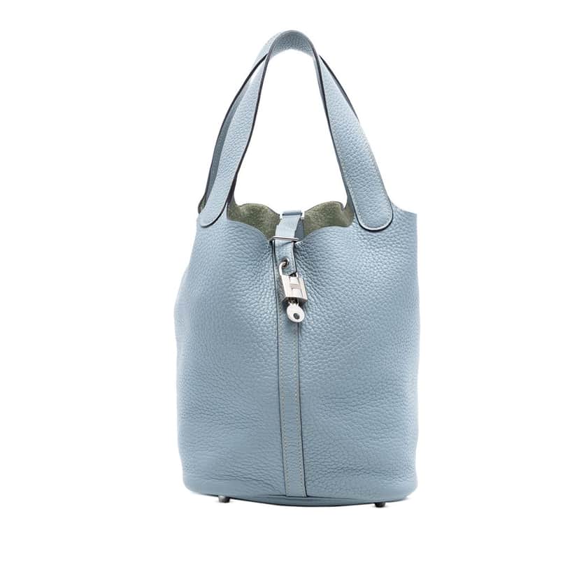 Hermès Clemence Picotin Lock 22 Blue Leather Very good condition - Front View